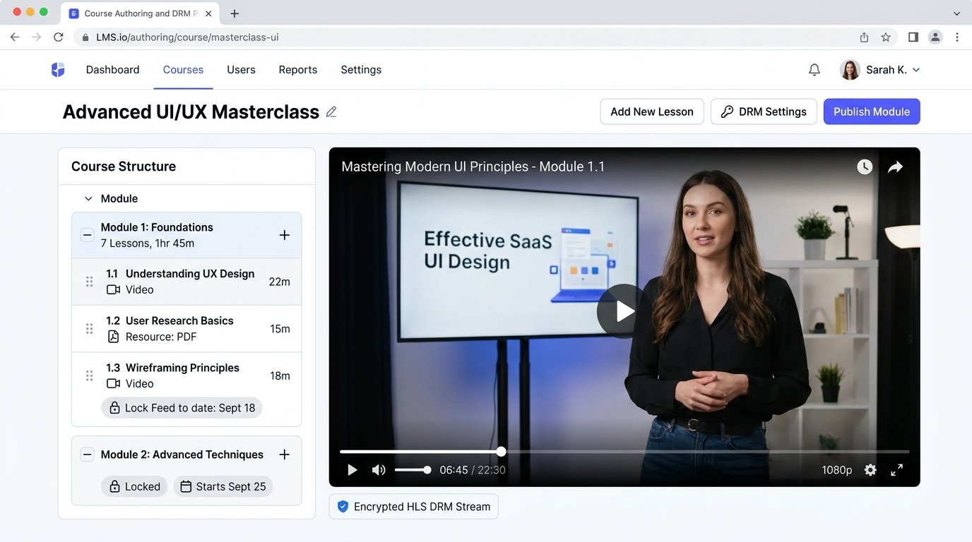 Course Authoring Studio and DRM Encrypted Video Streaming - Digital Web Track LMS