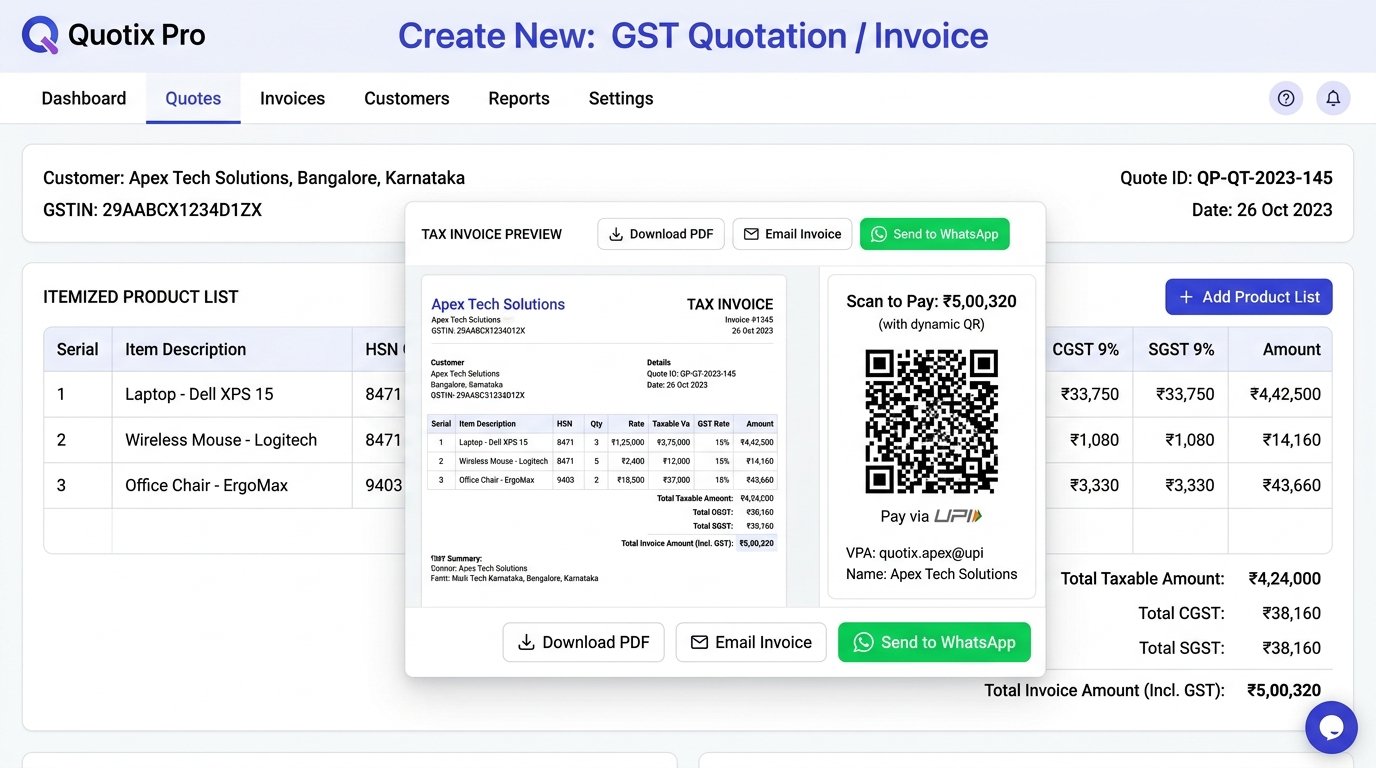 Instant GST Quotation and Invoice Builder - Monetor CRM